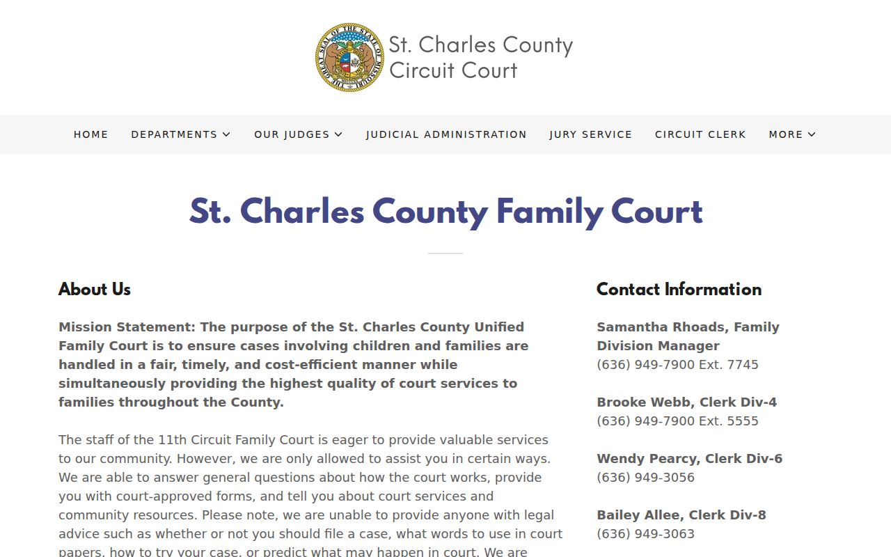St. Charles County civil docket Family Court divisions