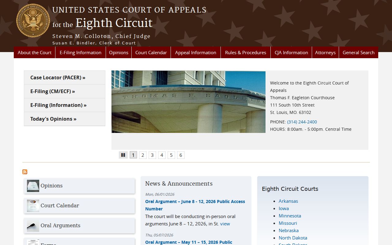 St. Charles County civil docket federal appellate court boundary