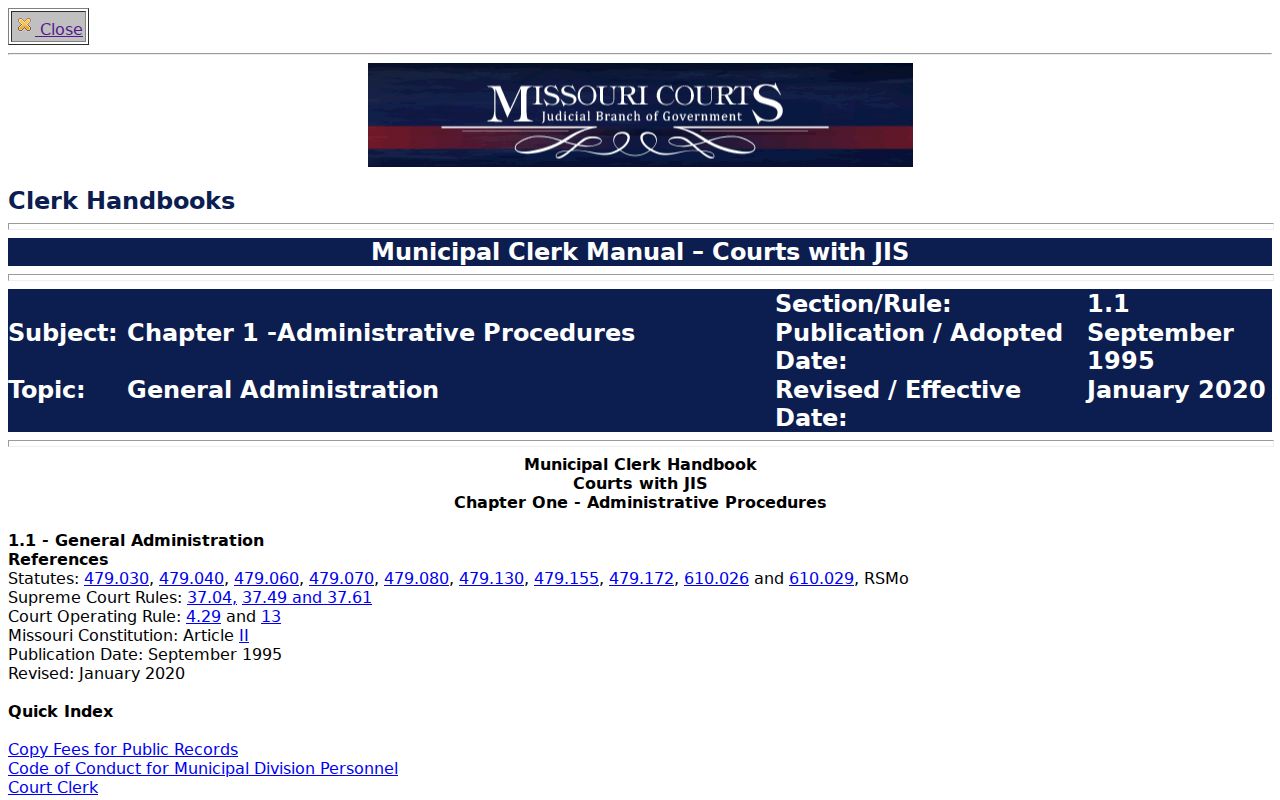 St. Charles County court calendar municipal court administration source