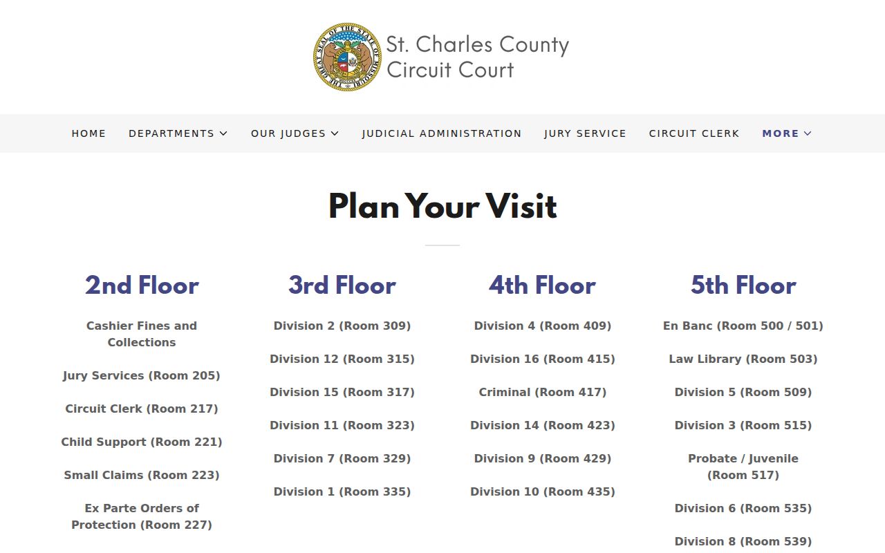 St. Charles County court docket courthouse floor directory
