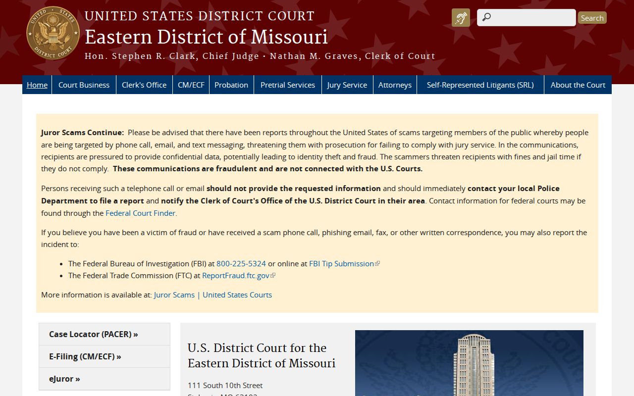 St. Charles County court docket federal court access boundary