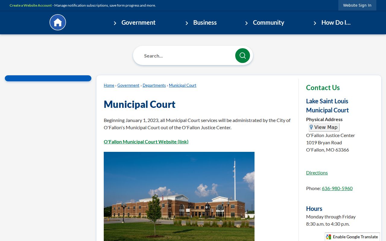 Lake St. Louis court docket official municipal court routing