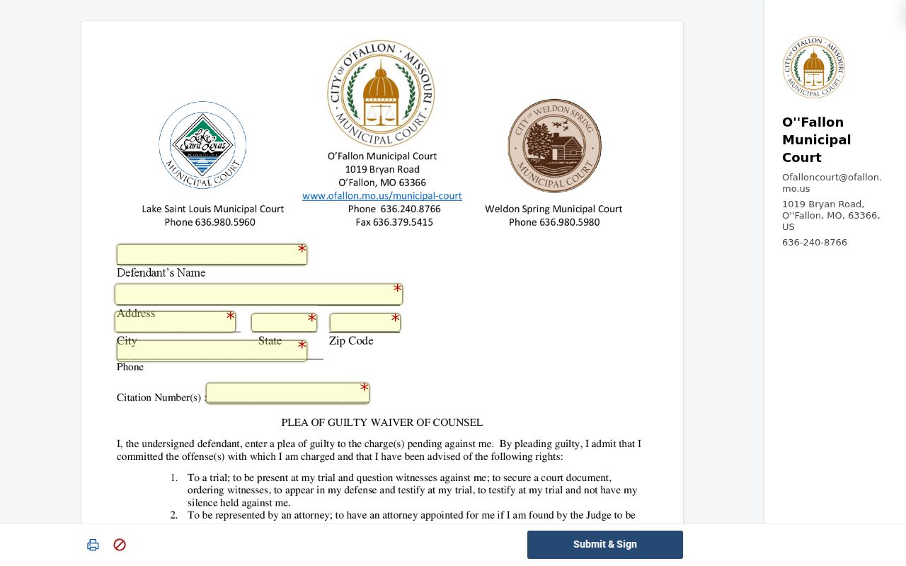 O'Fallon court docket guilty plea form