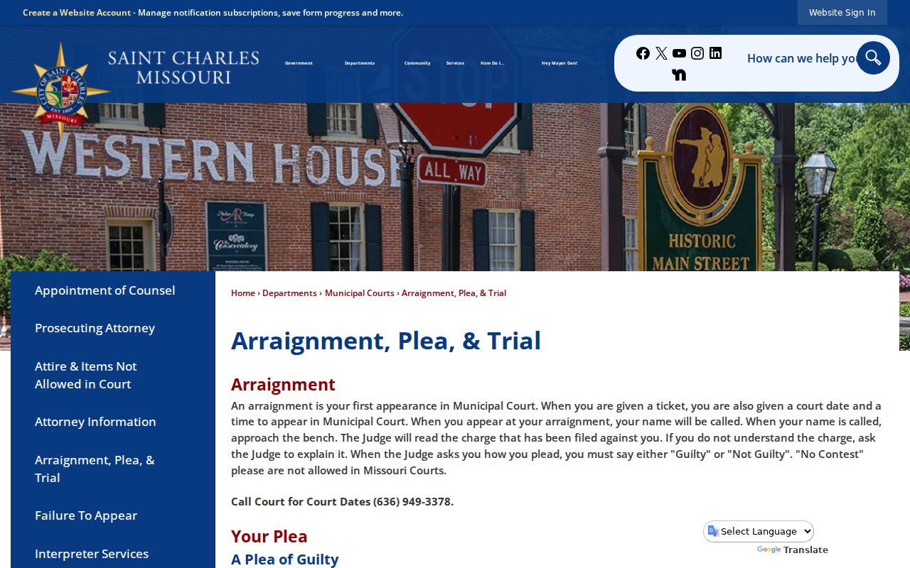 St. Charles City court docket arraignment procedure