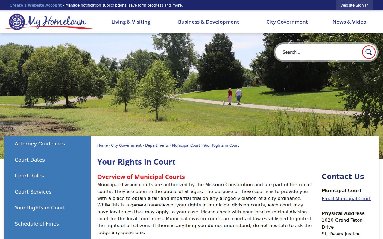 St. Peters court docket public court rights page